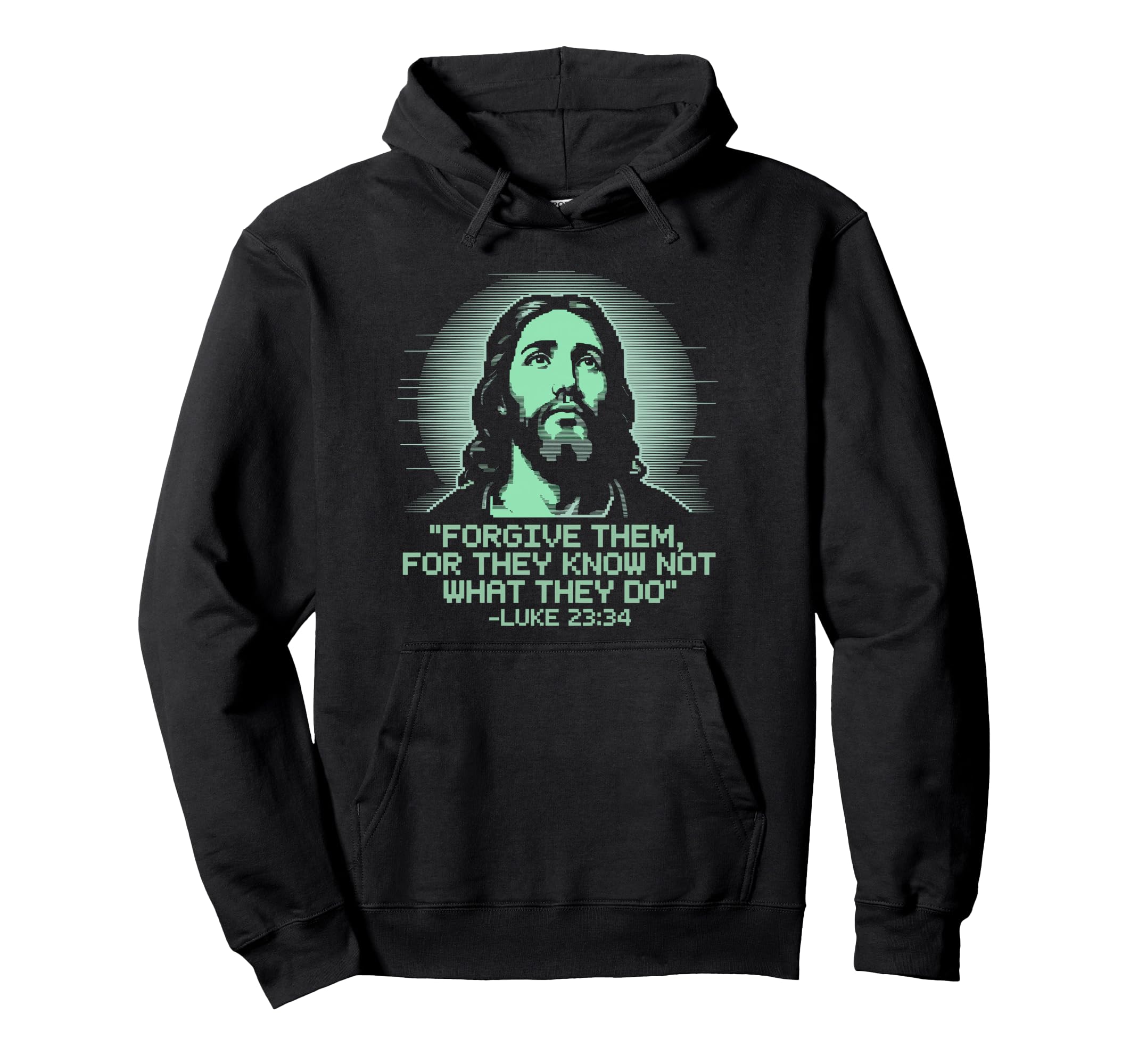 Forgive Them Luke 23 34 Pixel Jesus Hoodie - Graphic Print for Adults - T-Shirt, Sweatshirt, Hoodie
