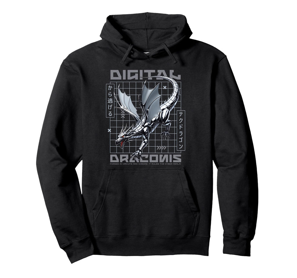 Futuristic Dragon Japanese Aesthetic Hoodie - Streetwear Style for Adults - T-Shirt, Sweatshirt, Hoodie