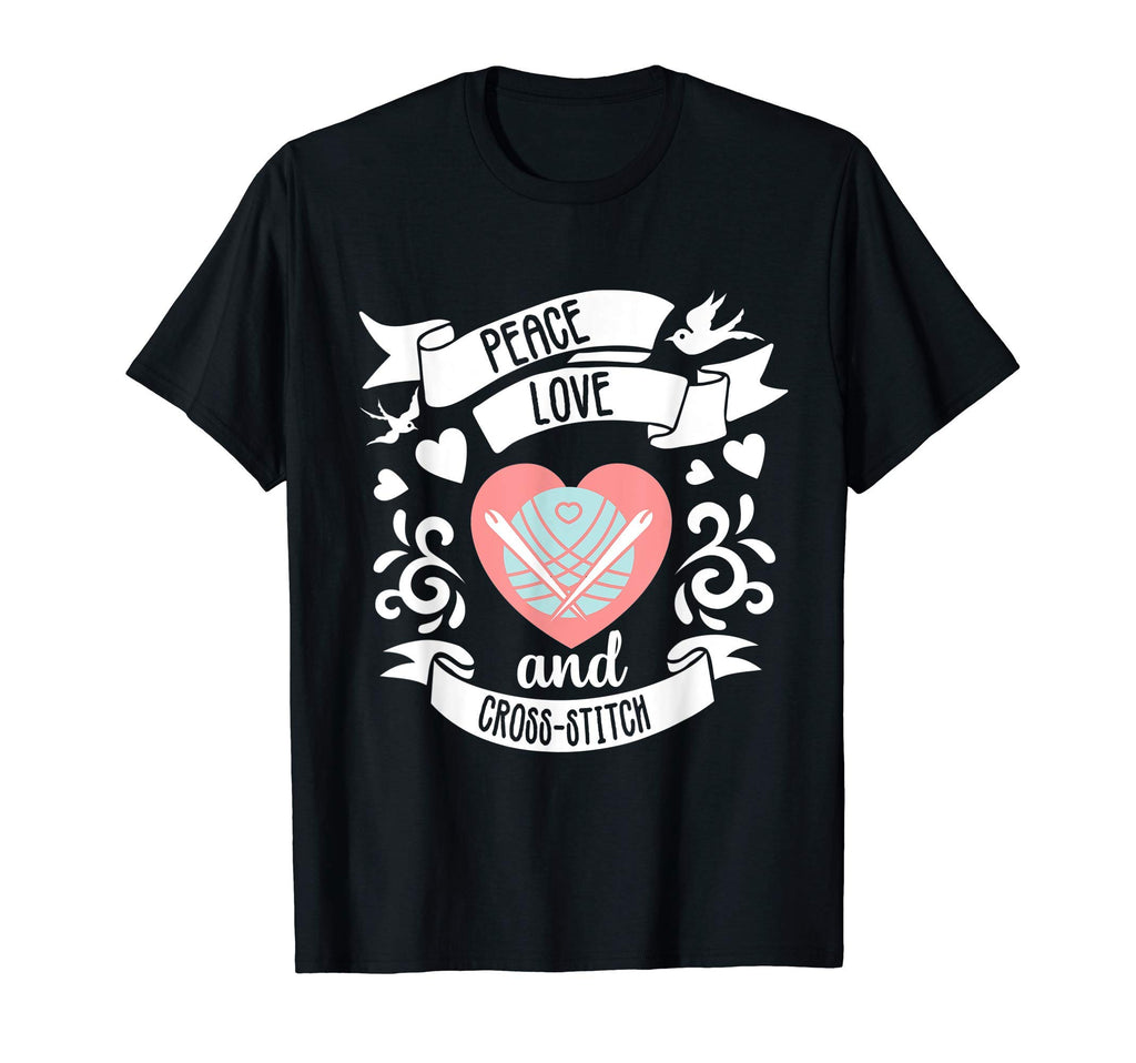 Peace Love Cross Stitch Stitching T-Shirt - Streetwear Style for Adults - T-Shirt, Sweatshirt, Hoodie