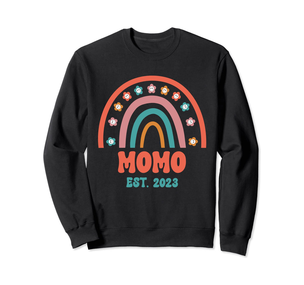 Momo Groovy Grandma Est 2023 Rainbow Sweatshirt - Graphic Print for Adults - T-Shirt, Sweatshirt, Hoodie