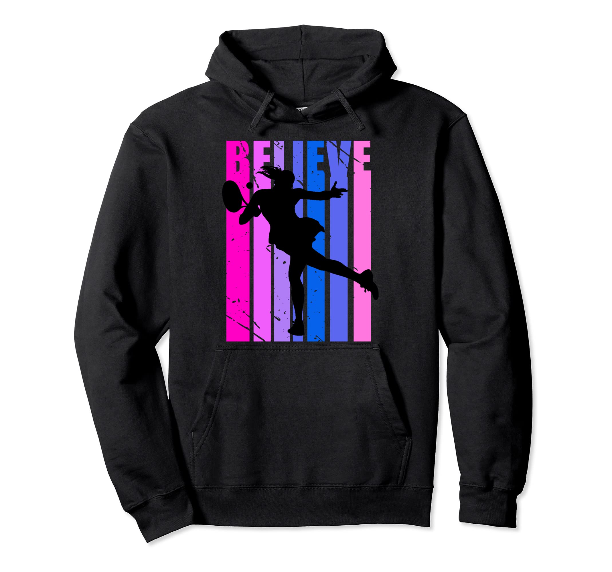 Tennis Player Womens Distressed Purple Hoodie - Unique Graphic Men Women - T-Shirt, Sweatshirt, Hoodie