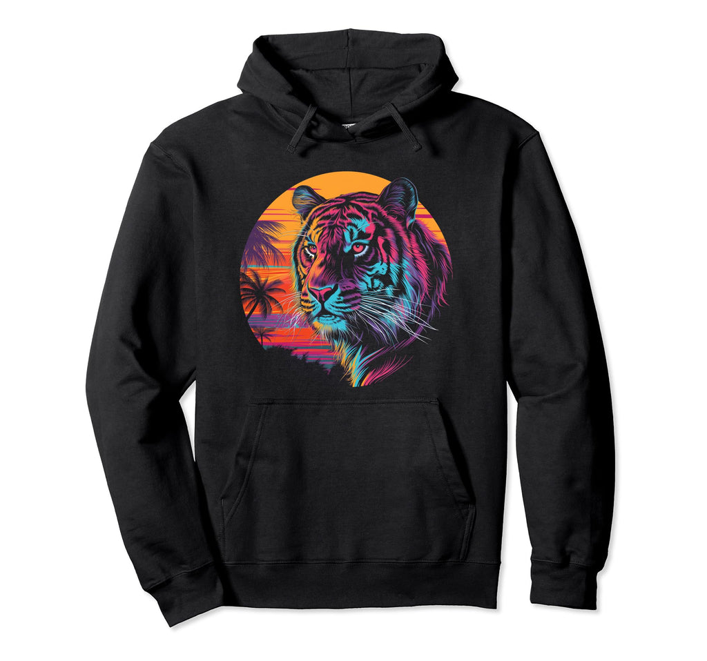 Tiger Vaporwave Aesthetic Synthwave Hoodie - Minimalist Print Men Women - T-Shirt, Sweatshirt, Hoodie