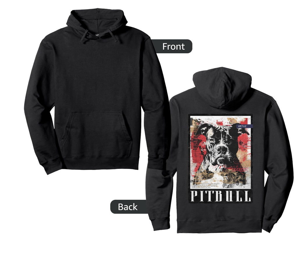 Back Y2K Streetwear Dog Pit Bull Hoodie - Fun Novelty Design for Adults - T-Shirt, Sweatshirt, Hoodie