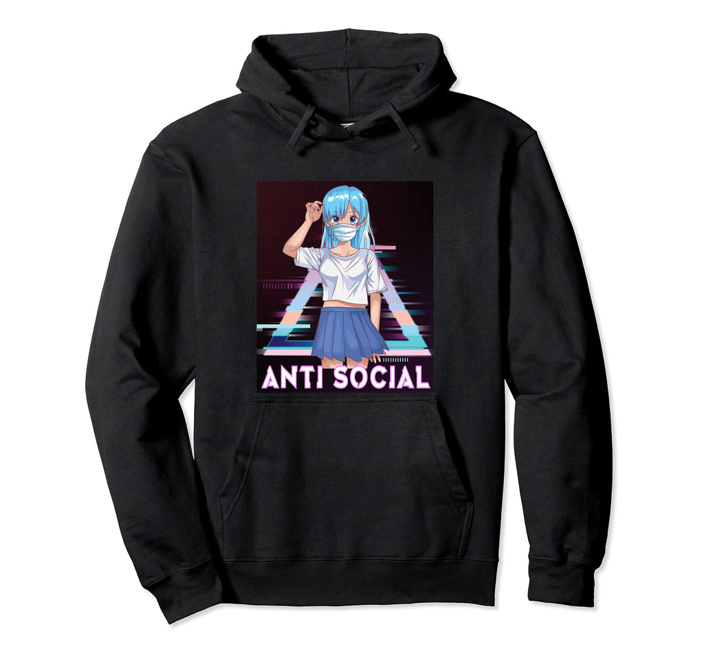 Anime Anti Social Japanese Aesthetic Hoodie - Minimalist Print Unisex - T-Shirt, Sweatshirt, Hoodie