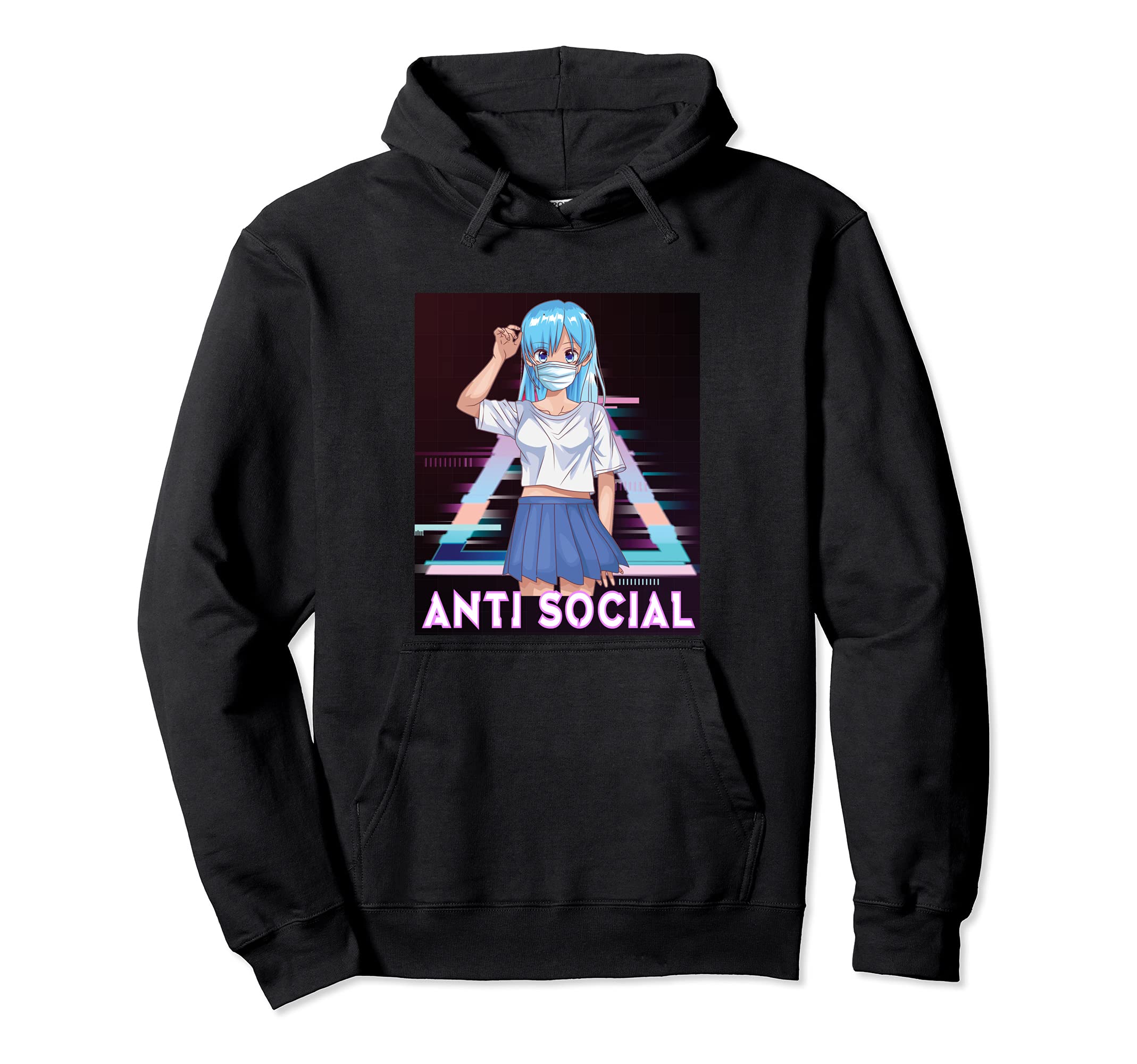 Anime Anti Social Japanese Aesthetic Hoodie - Minimalist Print Unisex - T-Shirt, Sweatshirt, Hoodie