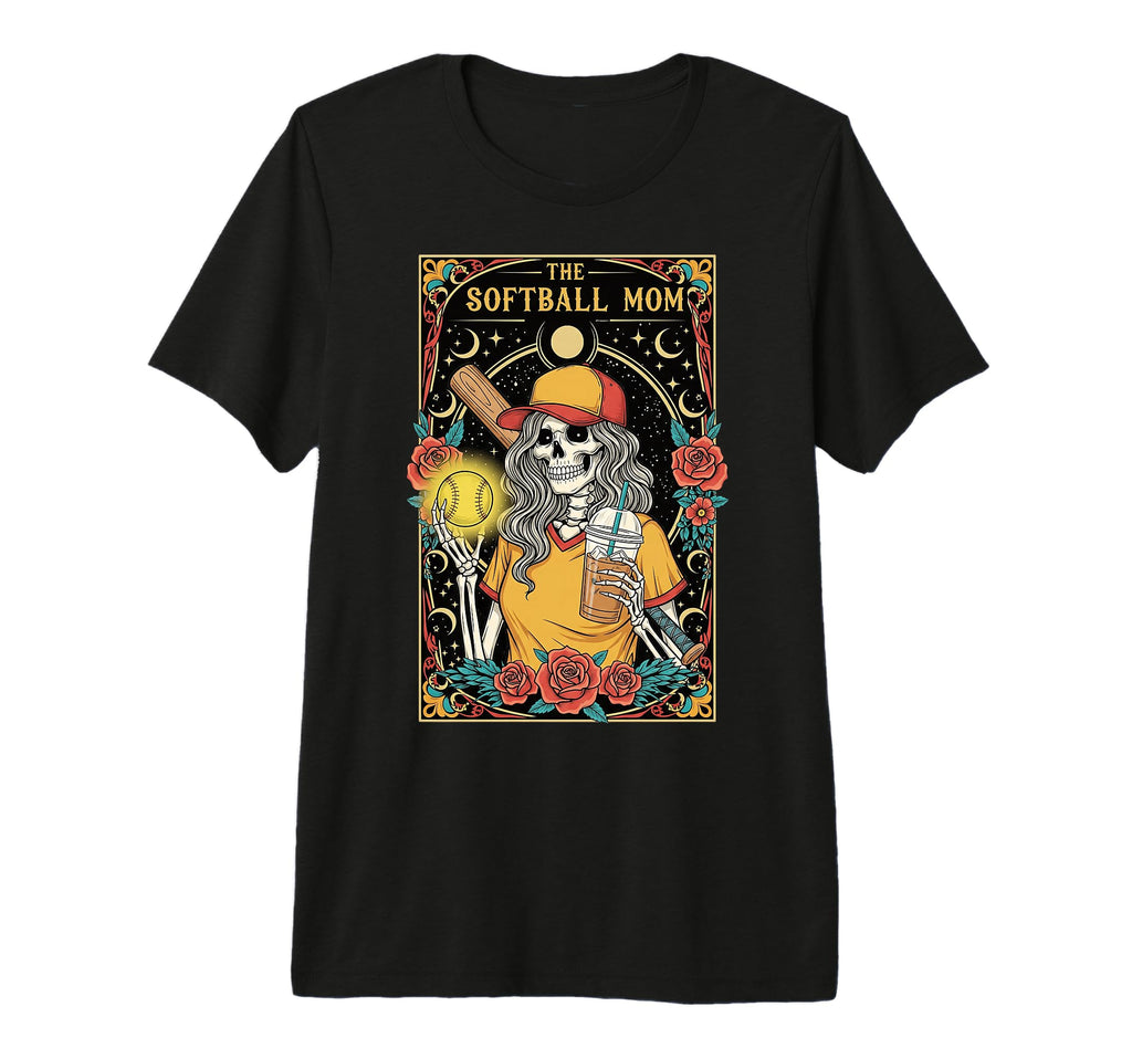 Softball Mom Tarot Card Skeleton Funny T-Shirt - Fun Novelty Design Unisex - T-Shirt, Sweatshirt, Hoodie