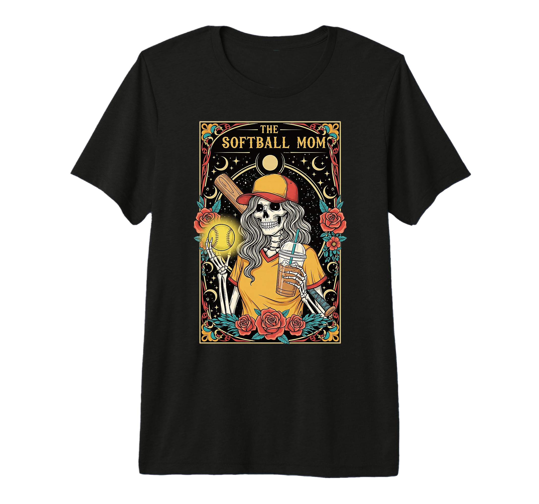 Softball Mom Tarot Card Skeleton Funny T-Shirt - Fun Novelty Design Unisex - T-Shirt, Sweatshirt, Hoodie