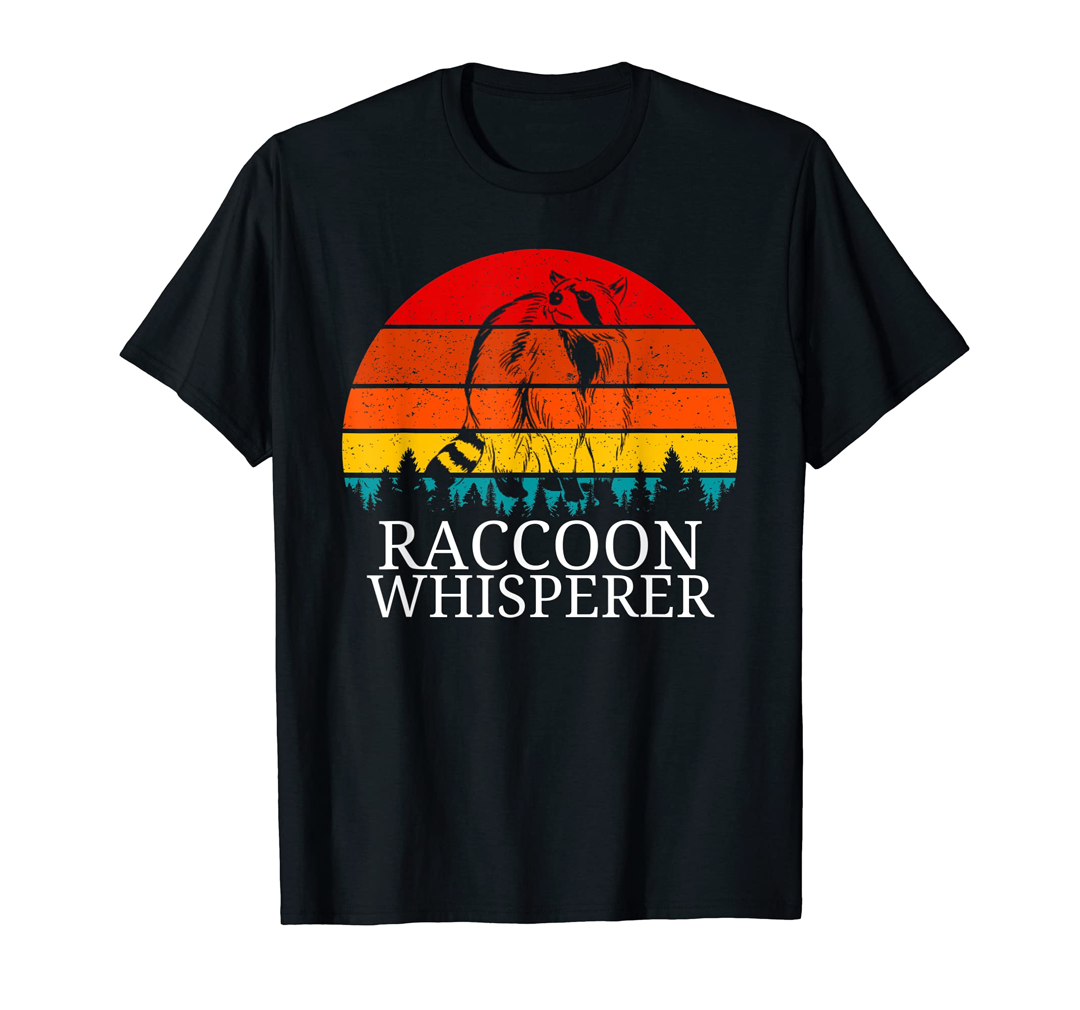 Raccoon Whisperer Sunset Distressed T-Shirt - Custom Art Print Men Women - T-Shirt, Sweatshirt, Hoodie