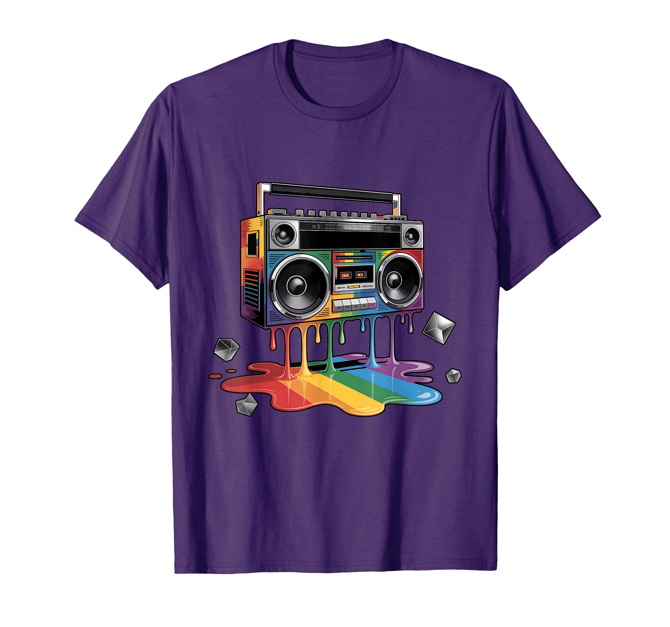 Rainbow Dripping Paint Boombox T-Shirt - Streetwear Style Men Women - T-Shirt, Sweatshirt, Hoodie