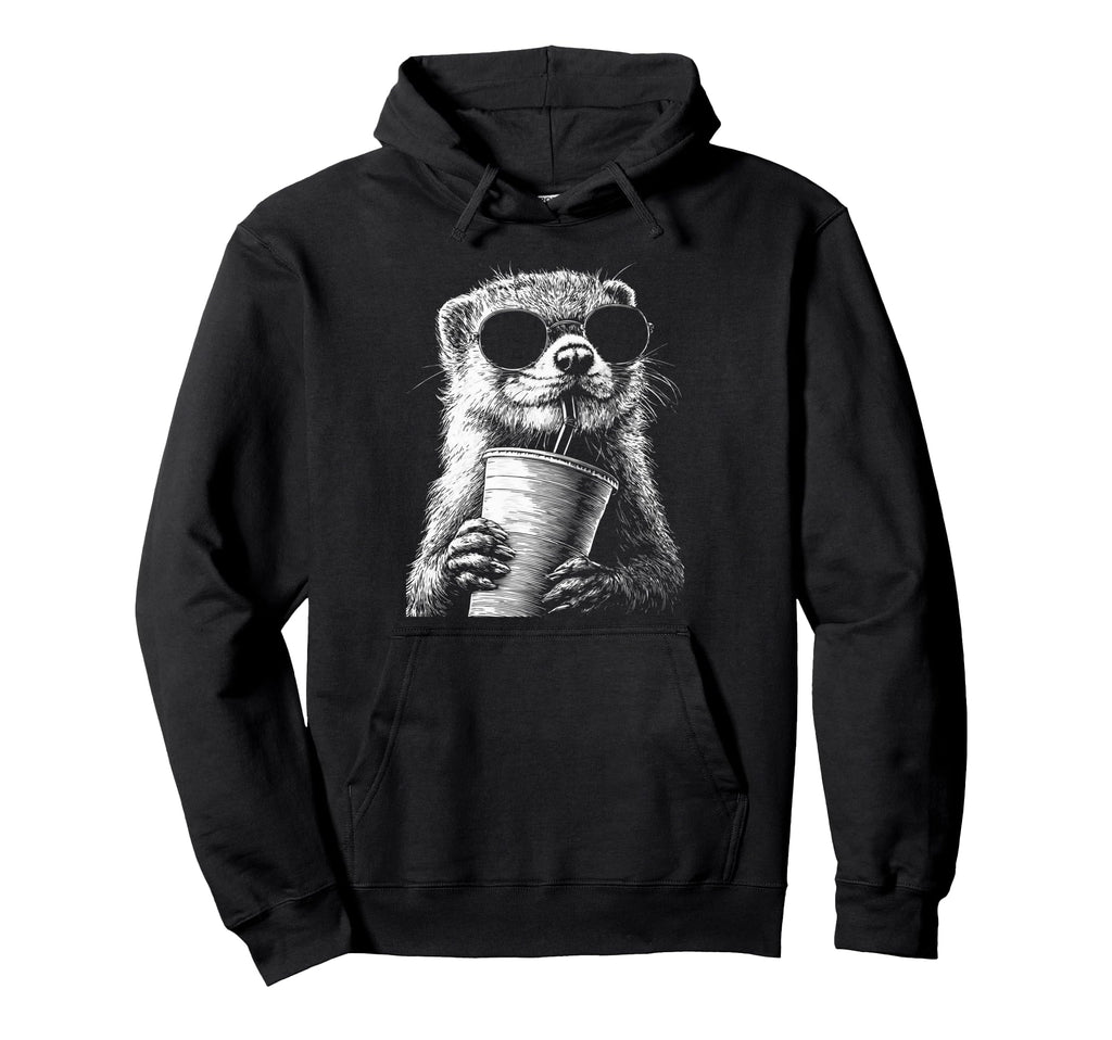Otter Drinking Iced Coffee Funny Animal Hoodie - Unique Graphic Unisex - T-Shirt, Sweatshirt, Hoodie