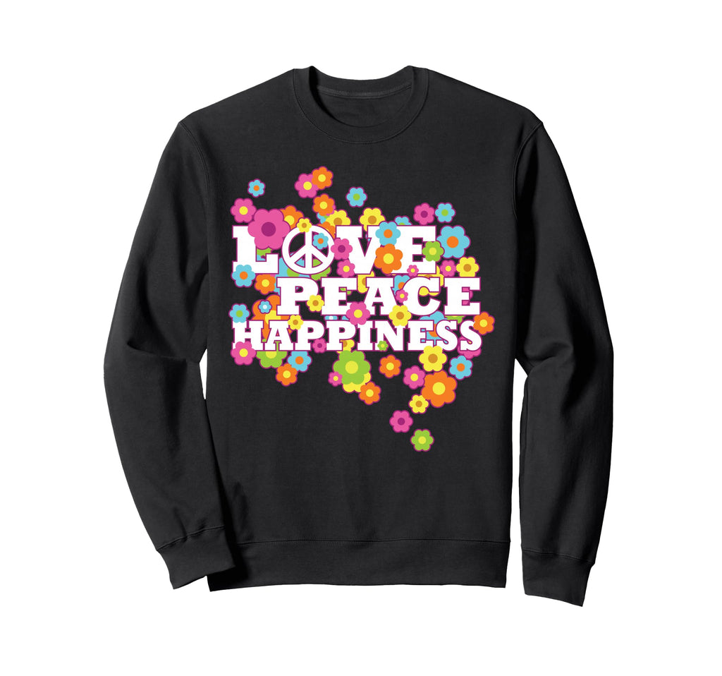 Love Peace Happiness 60S 70S Hippie Sweatshirt - Unique Graphic Men Women - T-Shirt, Sweatshirt, Hoodie