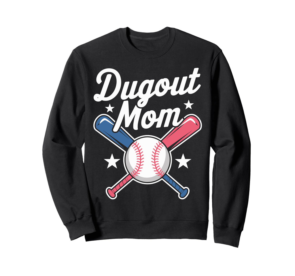 Dugout Mom Baseball Sweatshirt - Graphic Print for Adults - T-Shirt, Sweatshirt, Hoodie