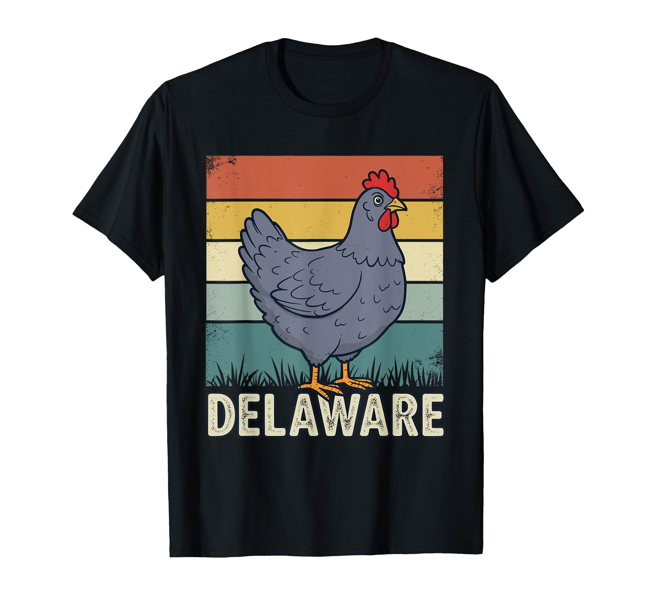 Delaware Blue Hen Chicken Distressed T-Shirt - Graphic Print Men Women - T-Shirt, Sweatshirt, Hoodie