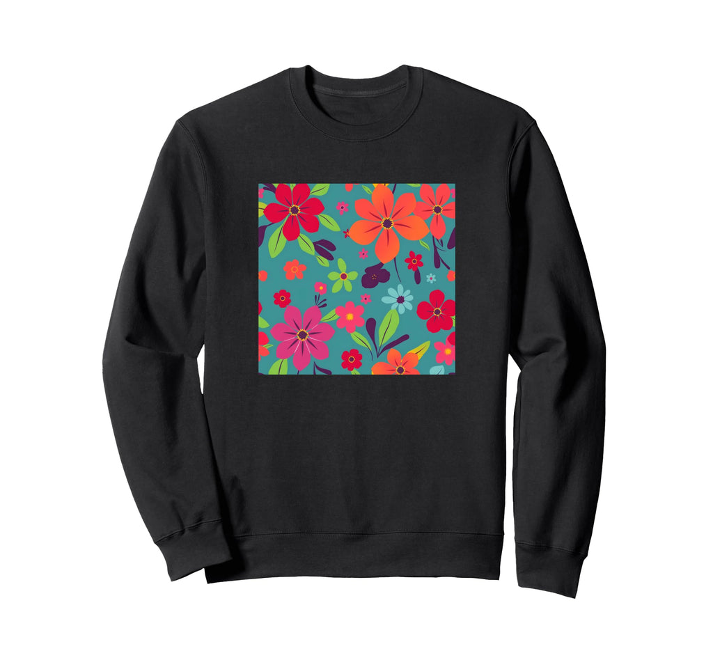 Colorful Floral Pattern Flowers Sweatshirt - Custom Art Print Men Women - T-Shirt, Sweatshirt, Hoodie