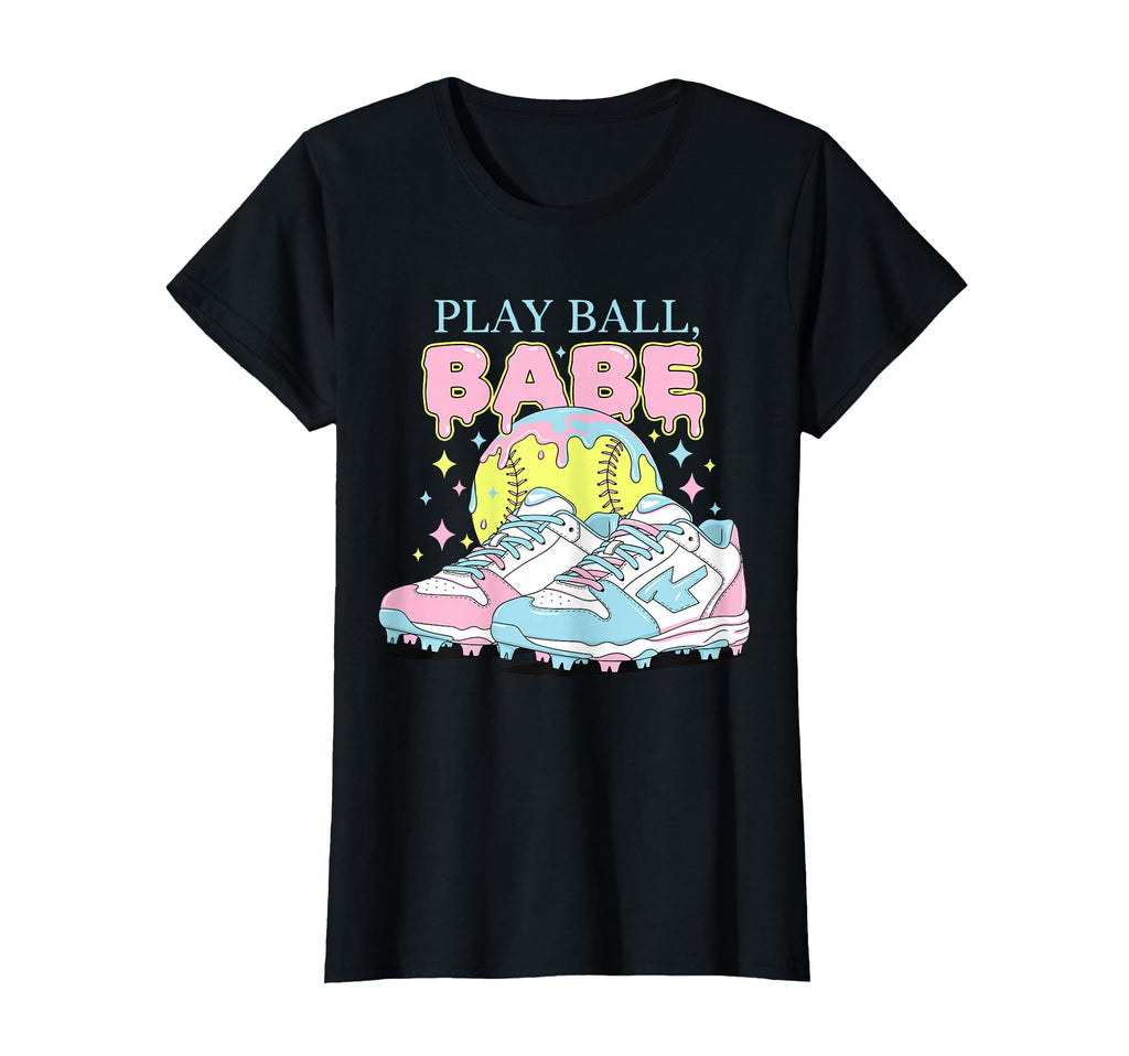 Womens Play Ball Babe Softball T-Shirt - Aesthetic Graphic for Adults - T-Shirt, Sweatshirt, Hoodie
