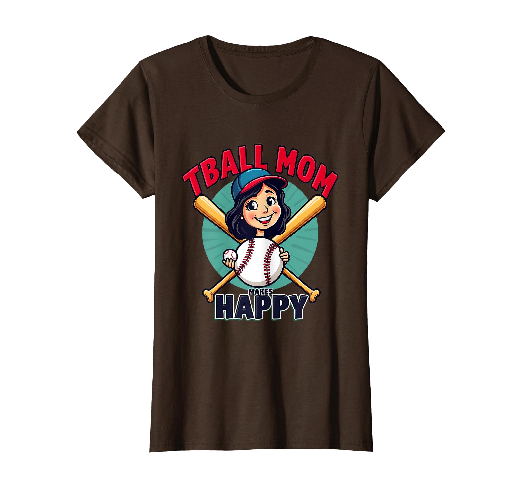 Tball Mom Makes Happy Baseball Parent T-Shirt - Graphic Print for Adults - T-Shirt, Sweatshirt, Hoodie