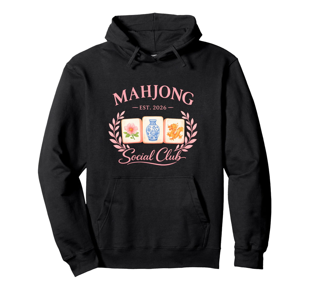 Mahjong Social Club 2026 Preppy Chinese Hoodie - Unique Graphic Unisex - T-Shirt, Sweatshirt, Hoodie