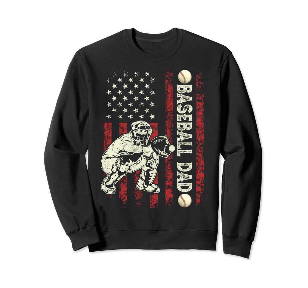 Fathers Day Baseball Dad Flag Gifts Sweatshirt - Custom Art Print Unisex - T-Shirt, Sweatshirt, Hoodie