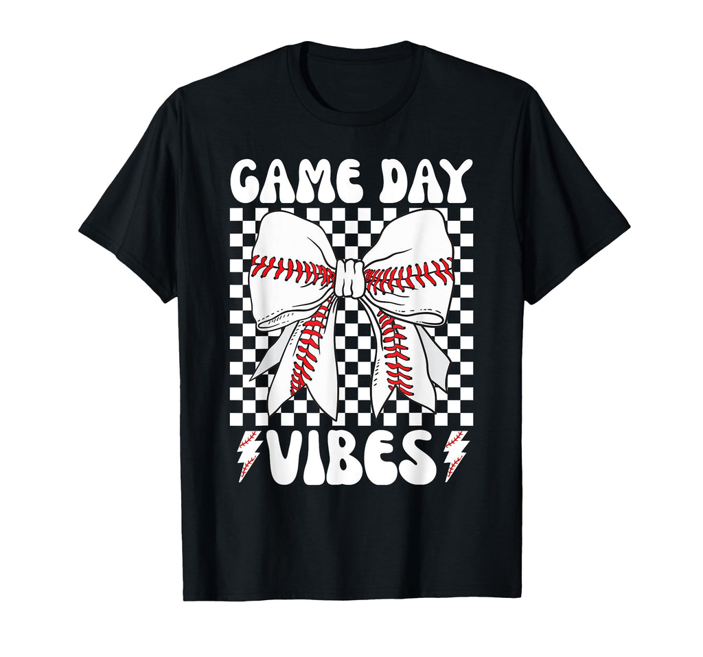 Game Day Vibes Coquette Bow Baseball T-Shirt - Custom Art Print Men Women - T-Shirt, Sweatshirt, Hoodie