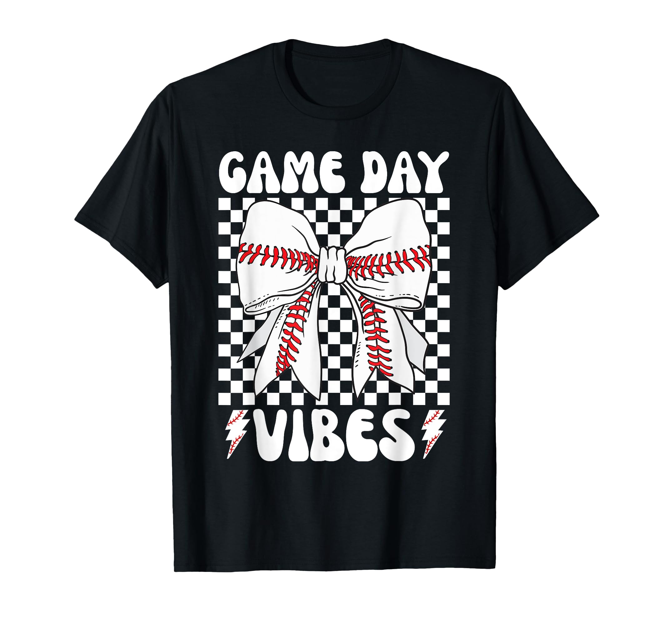 Game Day Vibes Coquette Bow Baseball T-Shirt - Custom Art Print Men Women - T-Shirt, Sweatshirt, Hoodie