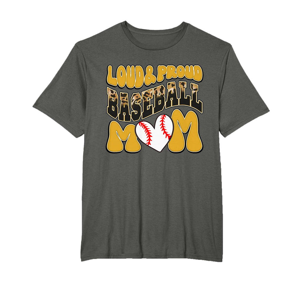 Loud Proud Baseball Mom Yellow Leopard T-Shirt - Graphic Print for Adults - T-Shirt, Sweatshirt, Hoodie