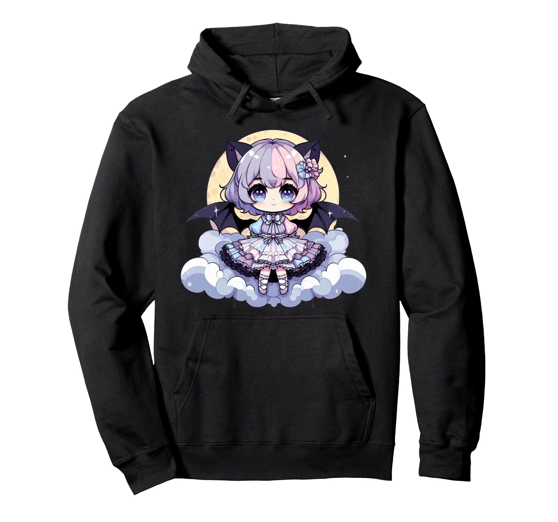 Kawaii Pastel Goth Creepy Anime Moon Hoodie - Unique Graphic for Adults - T-Shirt, Sweatshirt, Hoodie