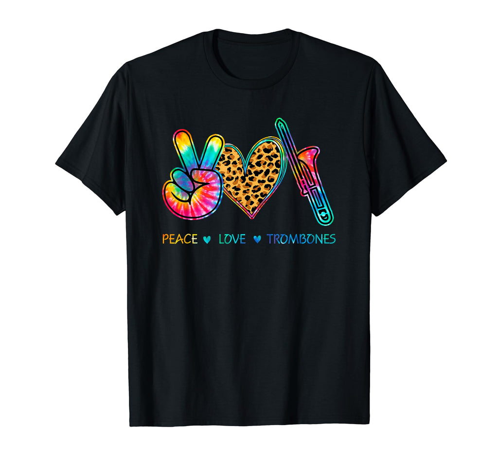 Peace Love Trombone Tie Dye T-Shirt - Minimalist Print Men Women - T-Shirt, Sweatshirt, Hoodie