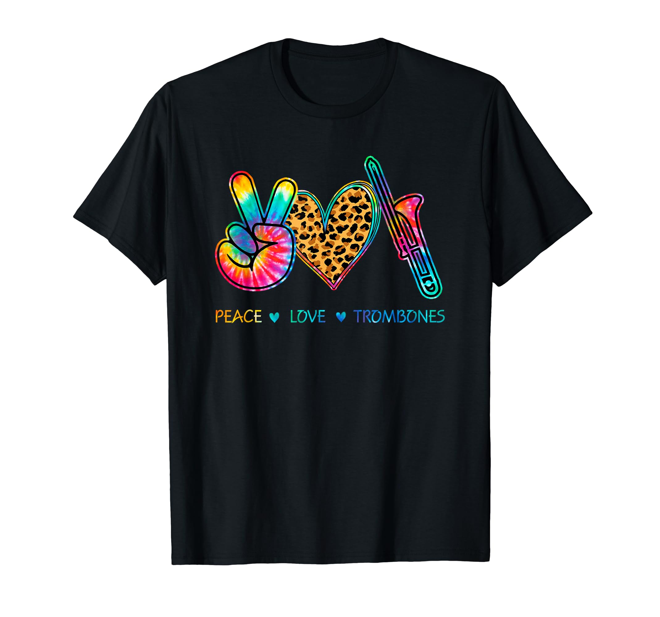 Peace Love Trombone Tie Dye T-Shirt - Minimalist Print Men Women - T-Shirt, Sweatshirt, Hoodie