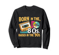 Born 80S Raised 90S Cassette Tape Sweatshirt - Minimalist Print Men Women - T-Shirt, Sweatshirt, Hoodie
