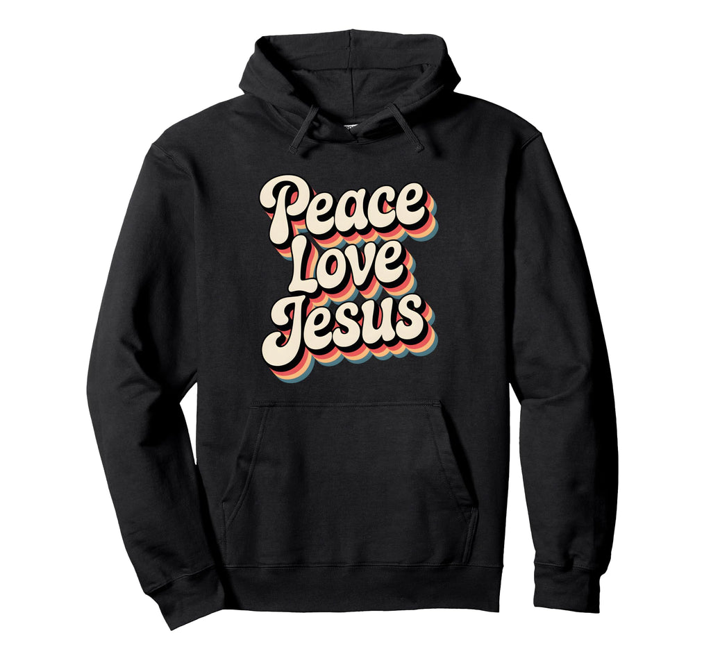 Peace Love Jesus Rainbow 60S Boho Hippie Hoodie - Graphic Print for Adults - T-Shirt, Sweatshirt, Hoodie