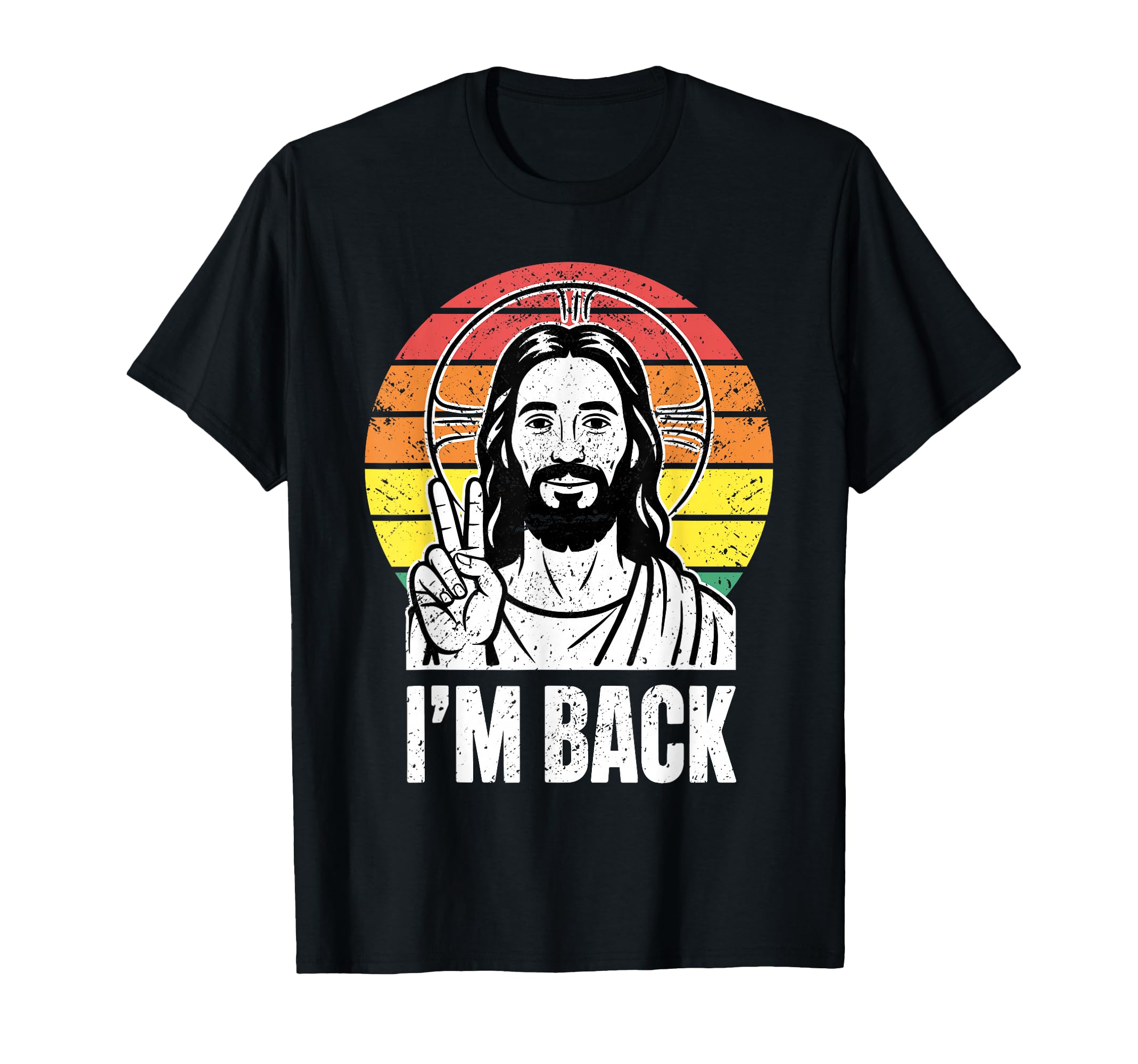 Jesus Im Back Peace Sign Sunset T-Shirt - Novelty Apparel for Adults - T-Shirt, Sweatshirt, Hoodie