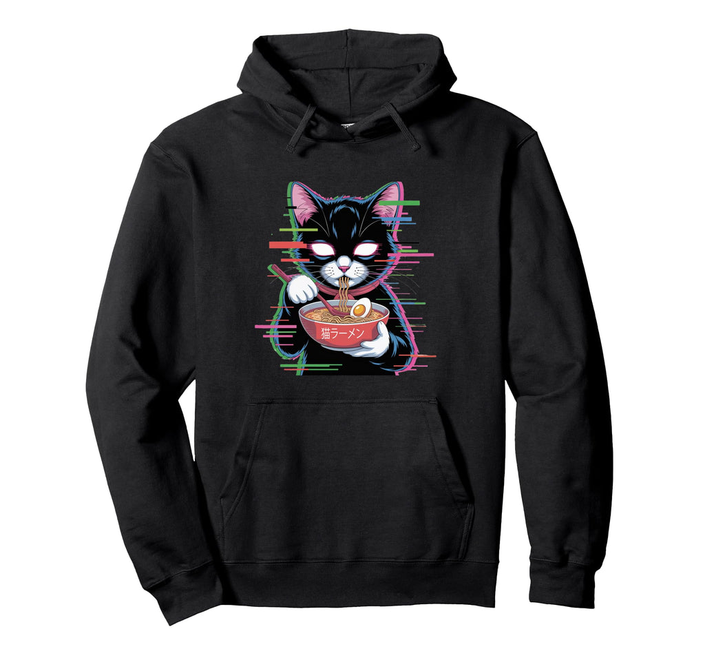 Japanese Vaporwave Cat Ramen Kawaii Hoodie - Unique Graphic Unisex - T-Shirt, Sweatshirt, Hoodie