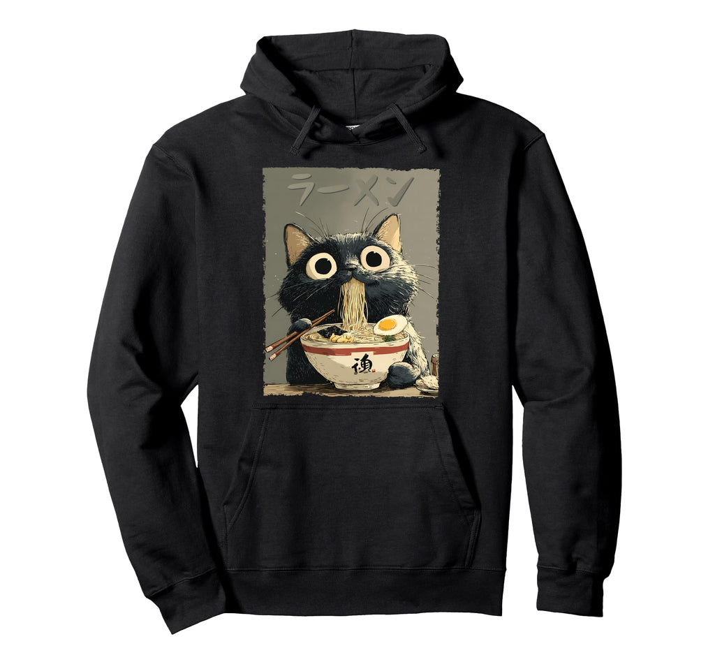 Cat Ramen Aesthetic Japanese Ukiyo E Hoodie - Streetwear Style for Adults - T-Shirt, Sweatshirt, Hoodie
