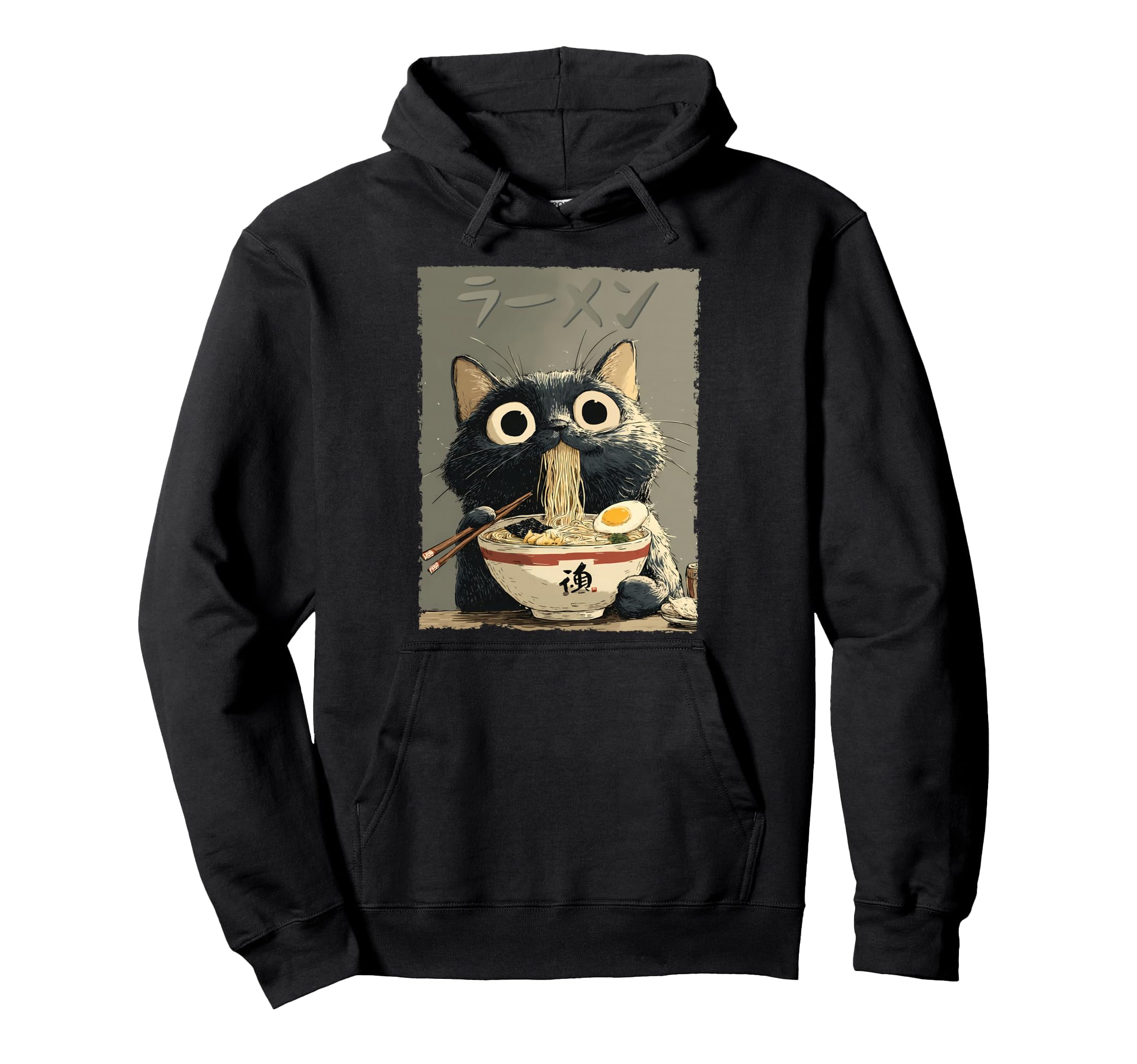 Cat Ramen Aesthetic Japanese Ukiyo E Hoodie - Streetwear Style for Adults - T-Shirt, Sweatshirt, Hoodie