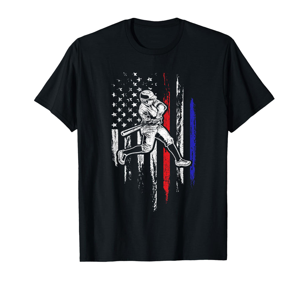 Baseball American Flag Batter Hitting T-Shirt - Unique Graphic for Adults - T-Shirt, Sweatshirt, Hoodie