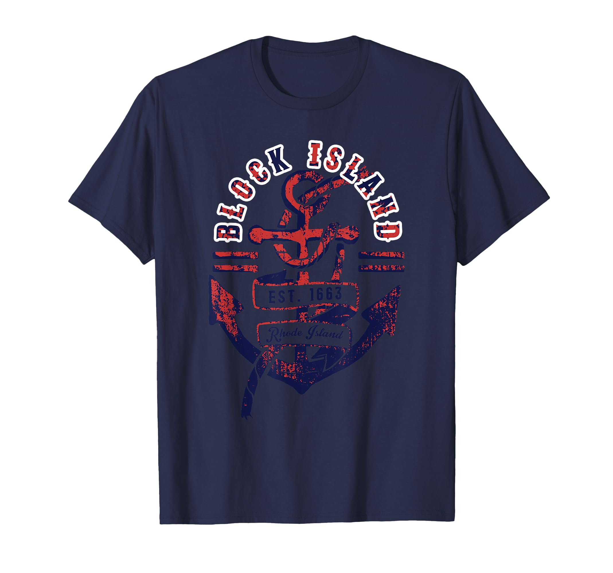 Distressed Anchor Rope Block Island Rhode T-Shirt - Novelty Apparel Unisex - T-Shirt, Sweatshirt, Hoodie