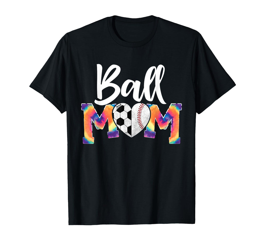 Ball Mom Heart Tie Dye Funny Baseball T-Shirt - Custom Art Print Men Women - T-Shirt, Sweatshirt, Hoodie