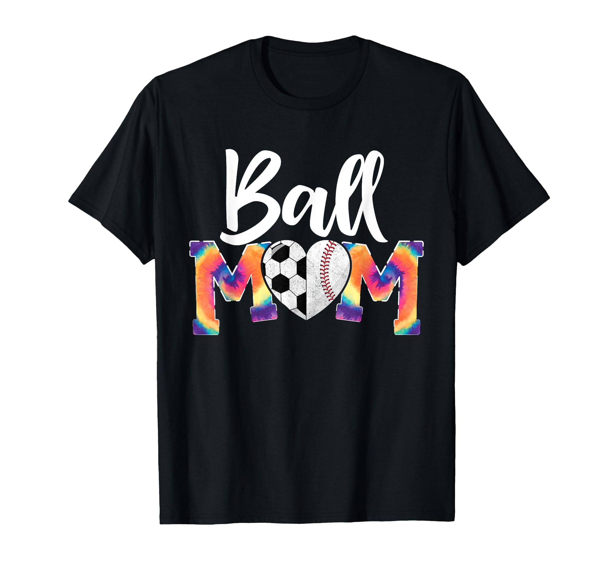 Ball Mom Heart Tie Dye Funny Baseball T-Shirt - Custom Art Print Men Women - T-Shirt, Sweatshirt, Hoodie