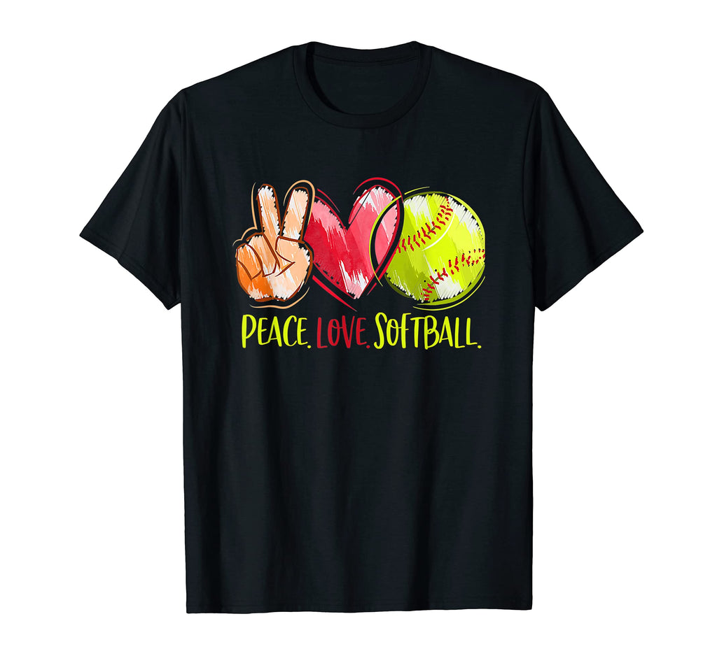Softball Player Peace Love Softball T-Shirt - Novelty Apparel Men Women - T-Shirt, Sweatshirt, Hoodie