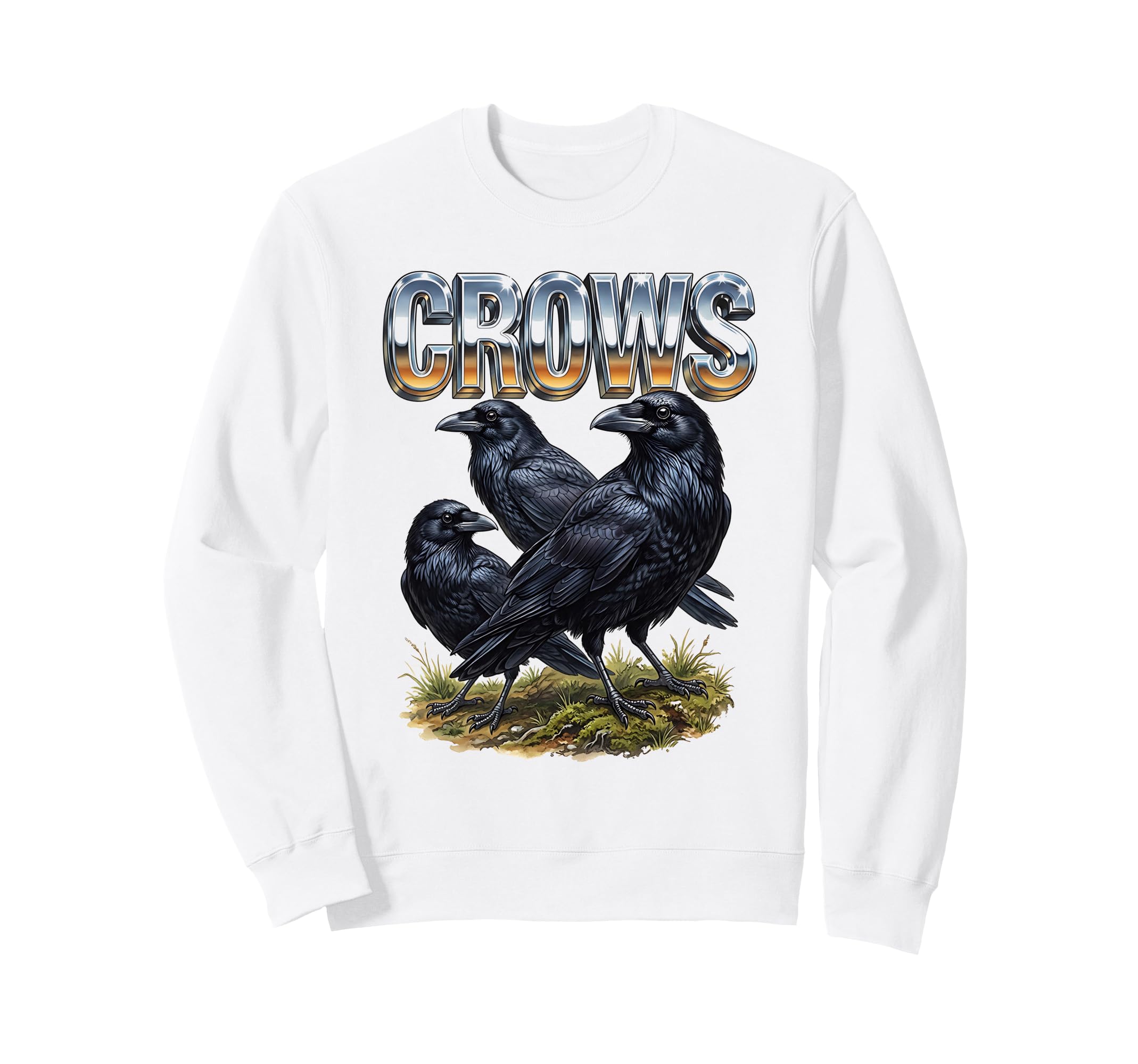 Crows 70S 90S Ravens Crow Birds Sweatshirt - Minimalist Print for Adults - T-Shirt, Sweatshirt, Hoodie