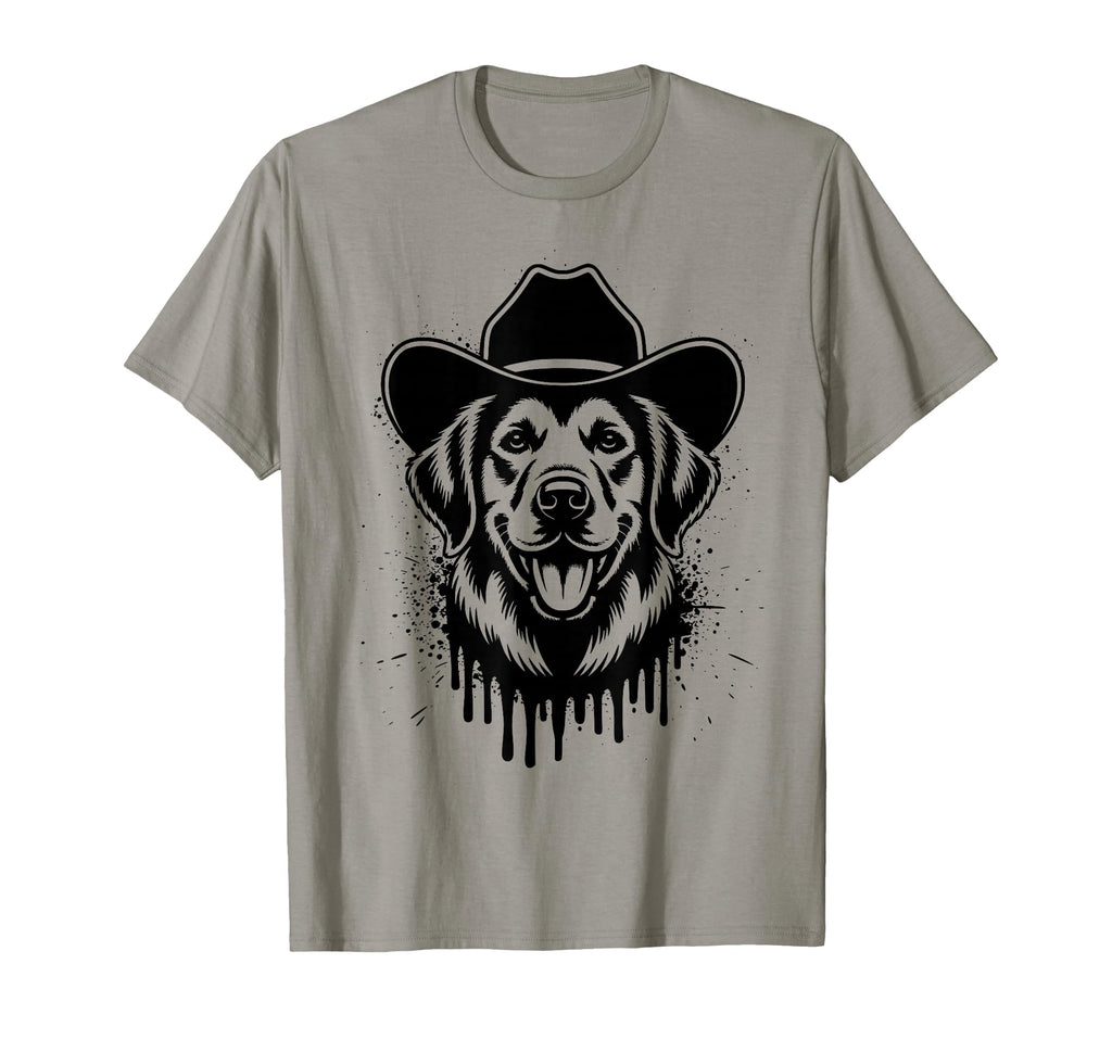 Funny Golden Retriever Cowboy Western T-Shirt - Minimalist Print Unisex - T-Shirt, Sweatshirt, Hoodie