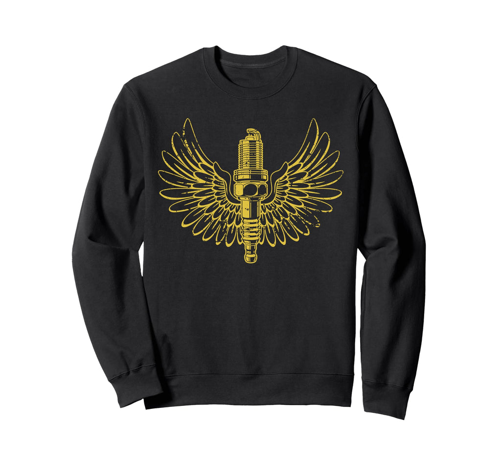 Spark Plug Wings Distressed Sweatshirt - Casual Everyday Wear for Adults - T-Shirt, Sweatshirt, Hoodie