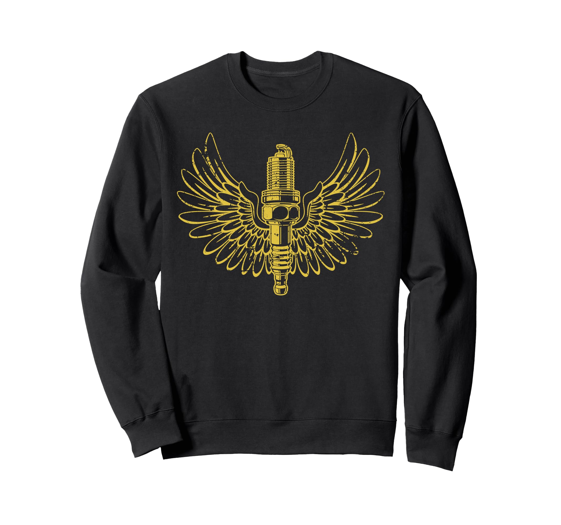 Spark Plug Wings Distressed Sweatshirt - Casual Everyday Wear for Adults - T-Shirt, Sweatshirt, Hoodie