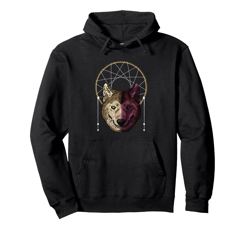 Wolf Dream Catcher Boho Native Hoodie - Minimalist Print Men Women - T-Shirt, Sweatshirt, Hoodie
