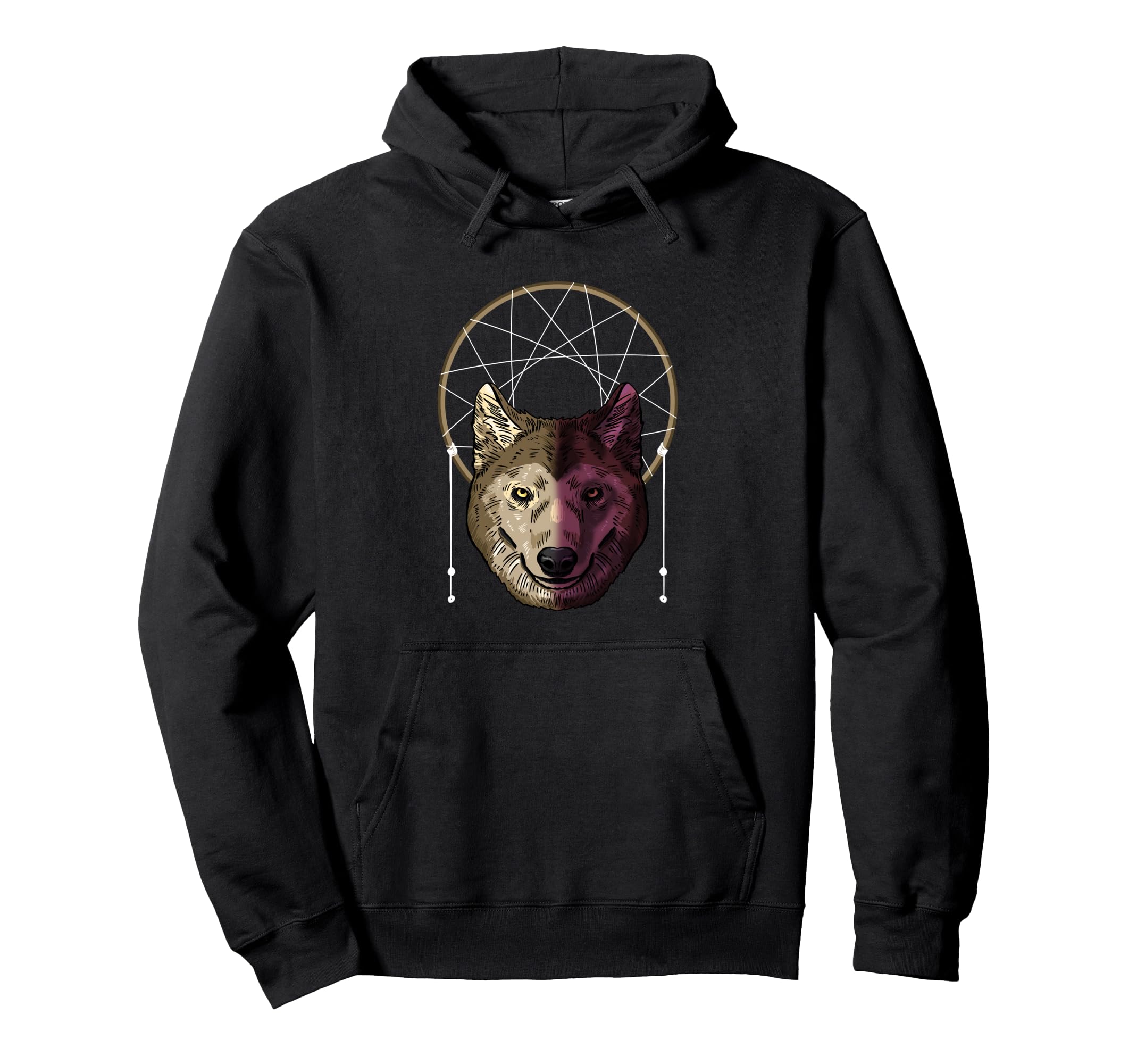 Wolf Dream Catcher Boho Native Hoodie - Minimalist Print Men Women - T-Shirt, Sweatshirt, Hoodie