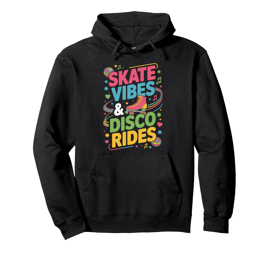 Skate Vibes Disco Rides Colorful Hoodie - Aesthetic Graphic for Adults - T-Shirt, Sweatshirt, Hoodie