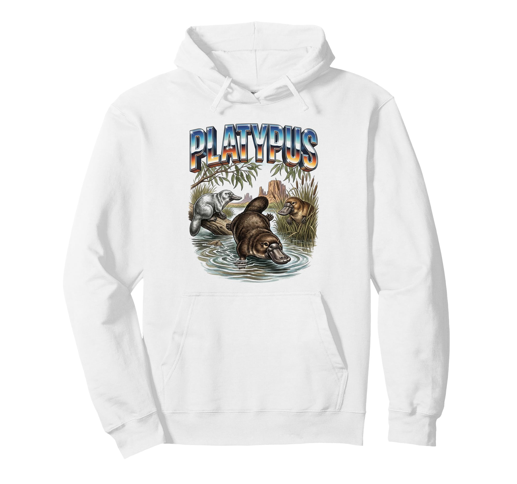 Platypus 70S 90S Platypus Animal Lover Hoodie - Fun Novelty Design Unisex - T-Shirt, Sweatshirt, Hoodie