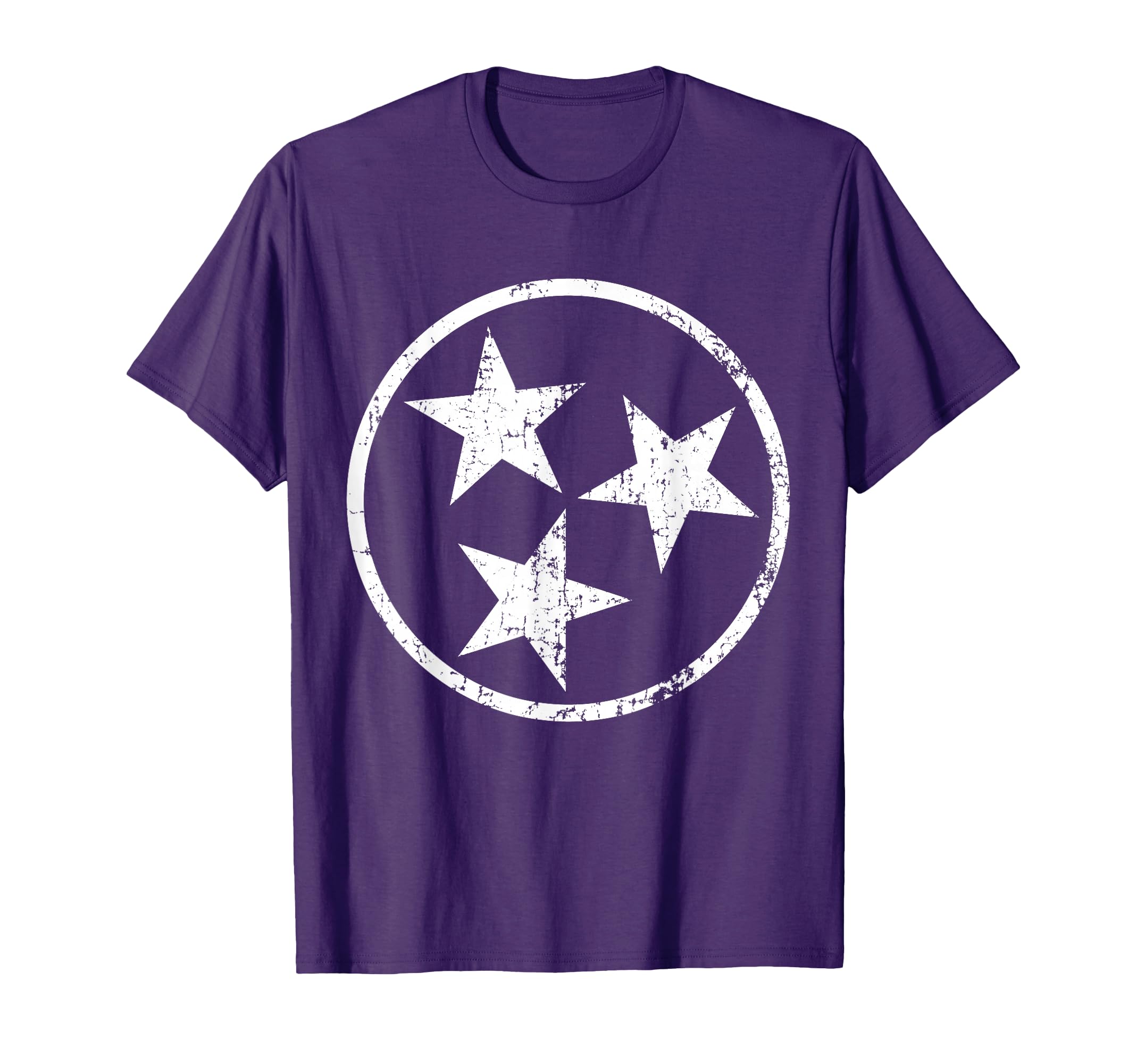 Tri Star Tn Flag Gift White Distressed T-Shirt - Aesthetic Graphic Unisex - T-Shirt, Sweatshirt, Hoodie