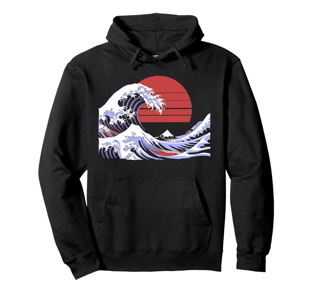 Big Wave Vaporwave Aesthetic 80S Hoodie - Casual Everyday Wear Unisex - T-Shirt, Sweatshirt, Hoodie