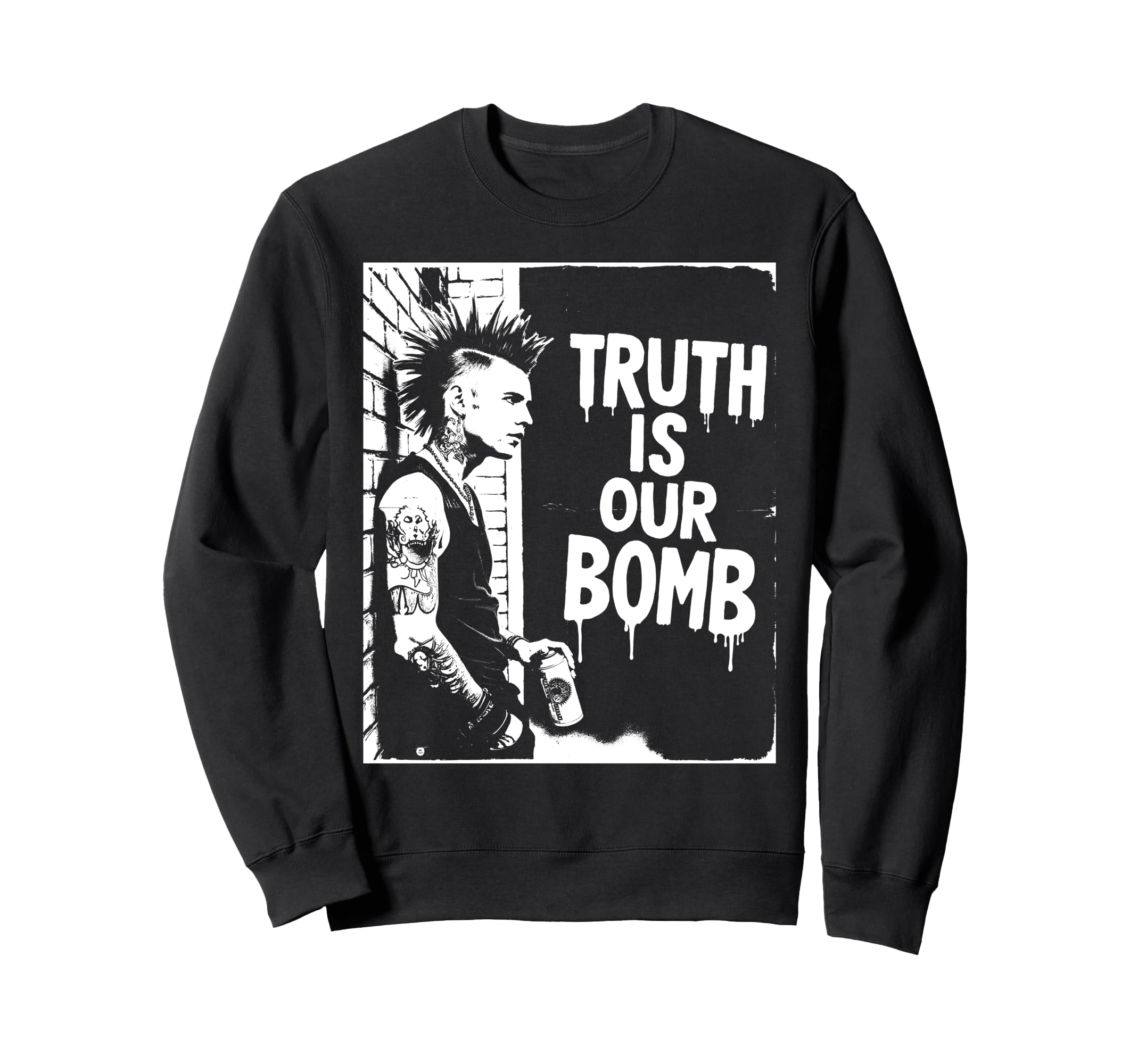 Punk Rock 90S Grunge Distressed Sweatshirt - Graphic Print Men Women - T-Shirt, Sweatshirt, Hoodie